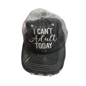Gray Distressed mesh back Trucker Hat with Embroidery
